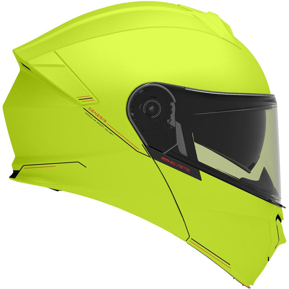 MT Genesis SV Solid A3 Flip-Up Helmet Gloss Fluo Yellow - FREE UK Shipping, FREE 365 Day Returns | Moto Central