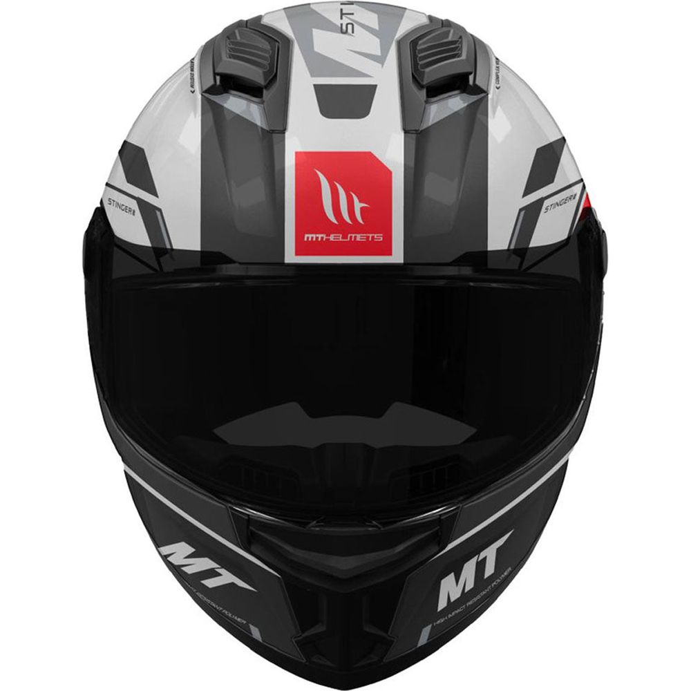 MT Stinger 2 Zivze A2 Full Face Helmet Gloss Black / White - FREE UK Shipping, FREE 365 Day Returns | Moto Central