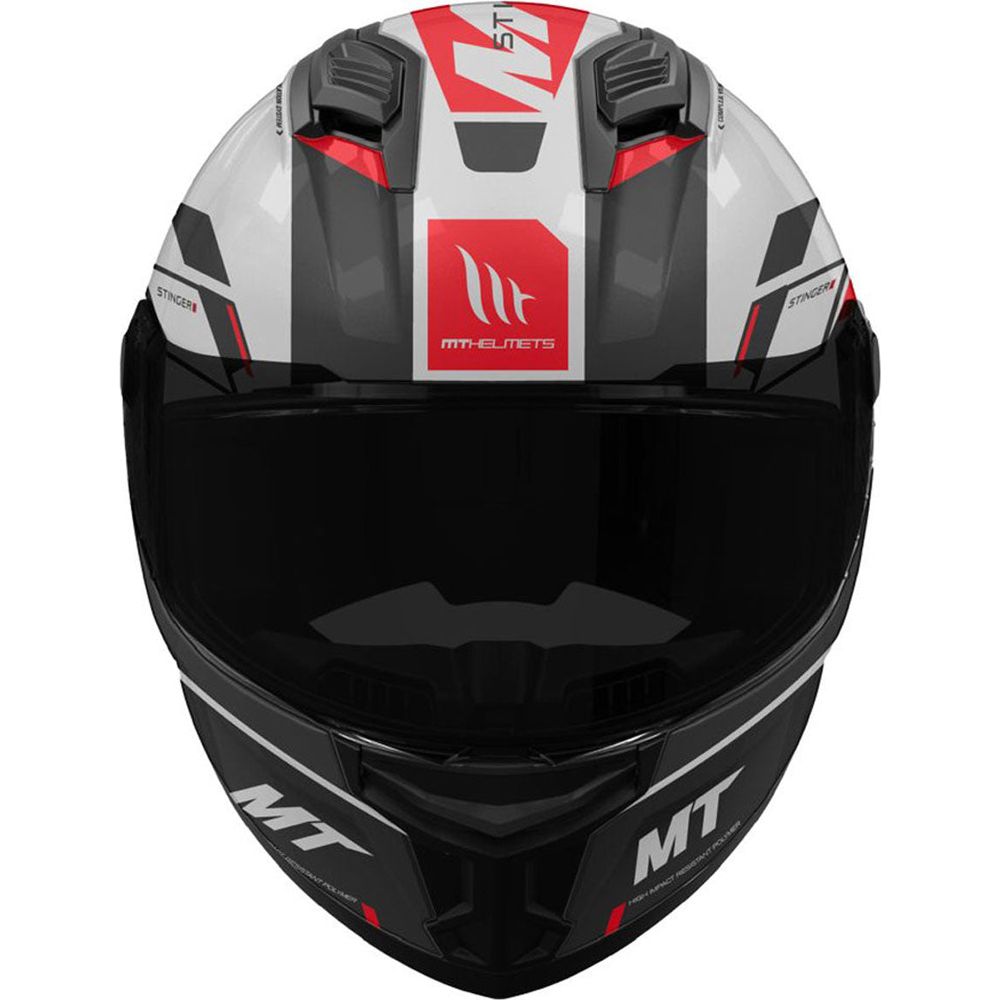 MT Stinger 2 Zivze A5 Full Face Helmet Gloss Black / White / Red - FREE UK Shipping, FREE 365 Day Returns | Moto Central