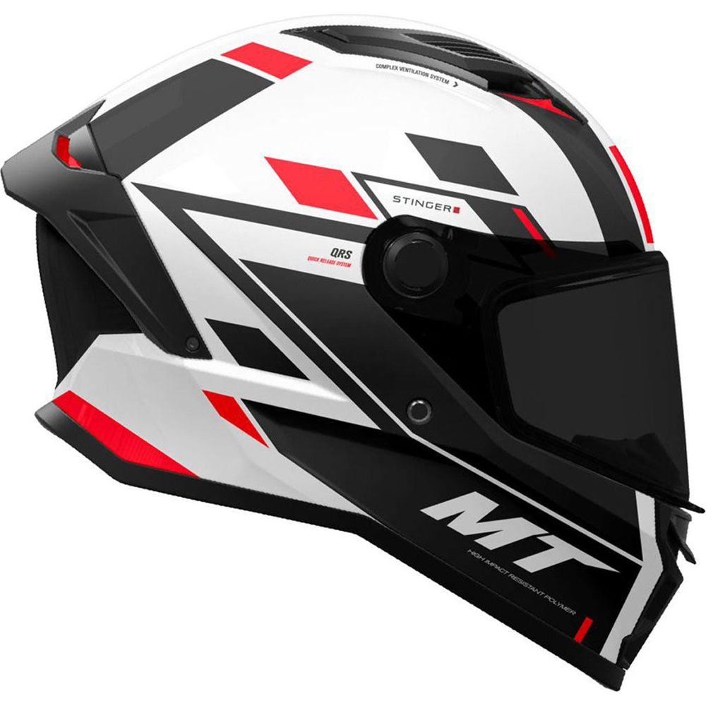 MT Stinger 2 Zivze A5 Full Face Helmet Gloss Black / White / Red - FREE UK Shipping, FREE 365 Day Returns | Moto Central