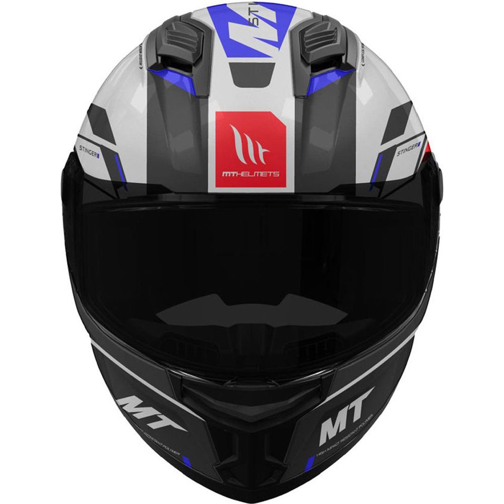 MT Stinger 2 Zivze A7 Full Face Helmet Gloss Black / White / Blue - FREE UK Shipping, FREE 365 Day Returns | Moto Central