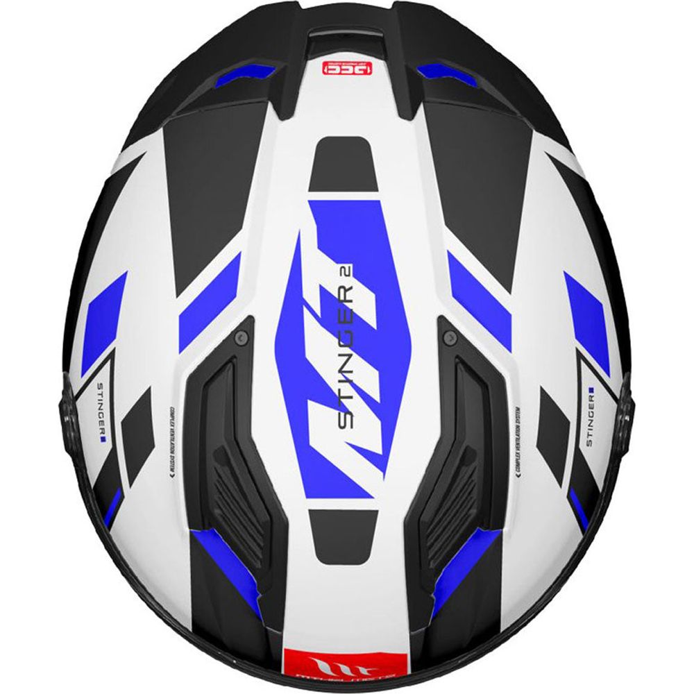 MT Stinger 2 Zivze A7 Full Face Helmet Gloss Black / White / Blue - FREE UK Shipping, FREE 365 Day Returns | Moto Central