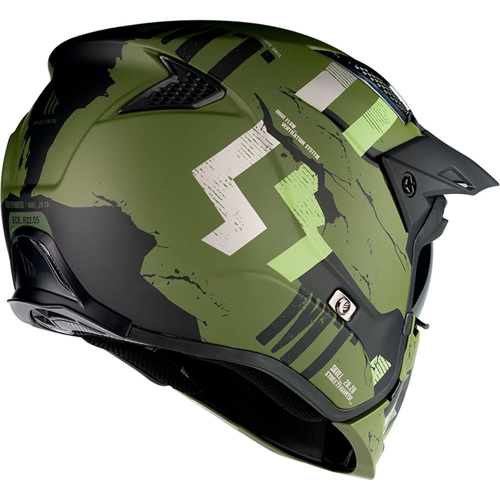 MT Streetfighter Skull A16 Adventure Helmet Matt Green