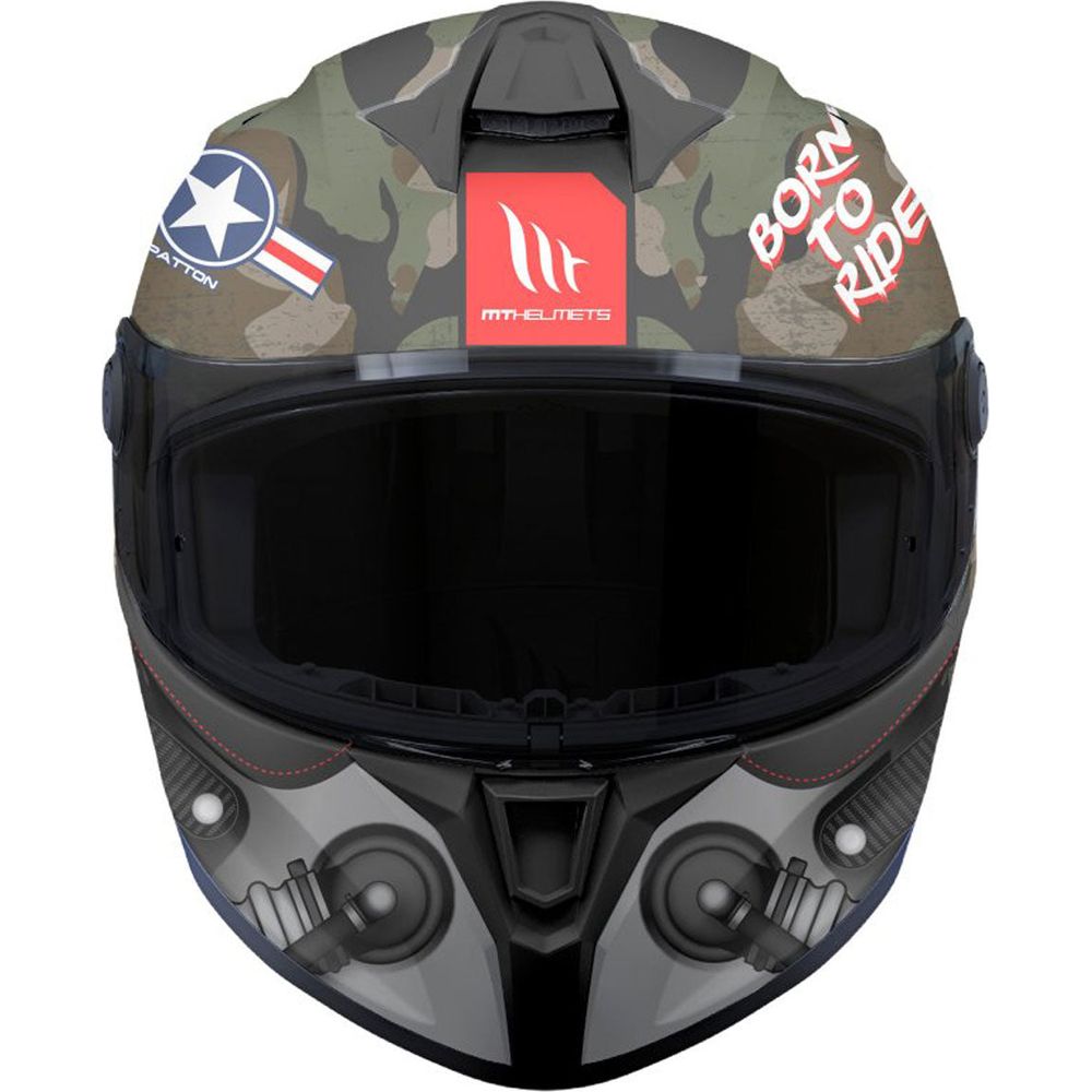 MT Targo S Patton A1 Full Face Helmet Matt Green Camo  - FREE UK Shipping, FREE 365 Day Returns | Moto Central