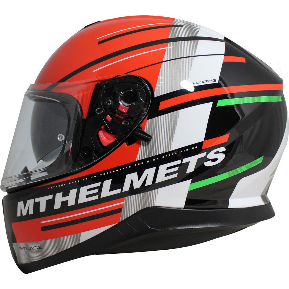 MT Thunder 3 SV Pitlane Full Face Helmet Green / White / Red  - FREE UK Shipping, FREE 365 Day Returns | Moto Central