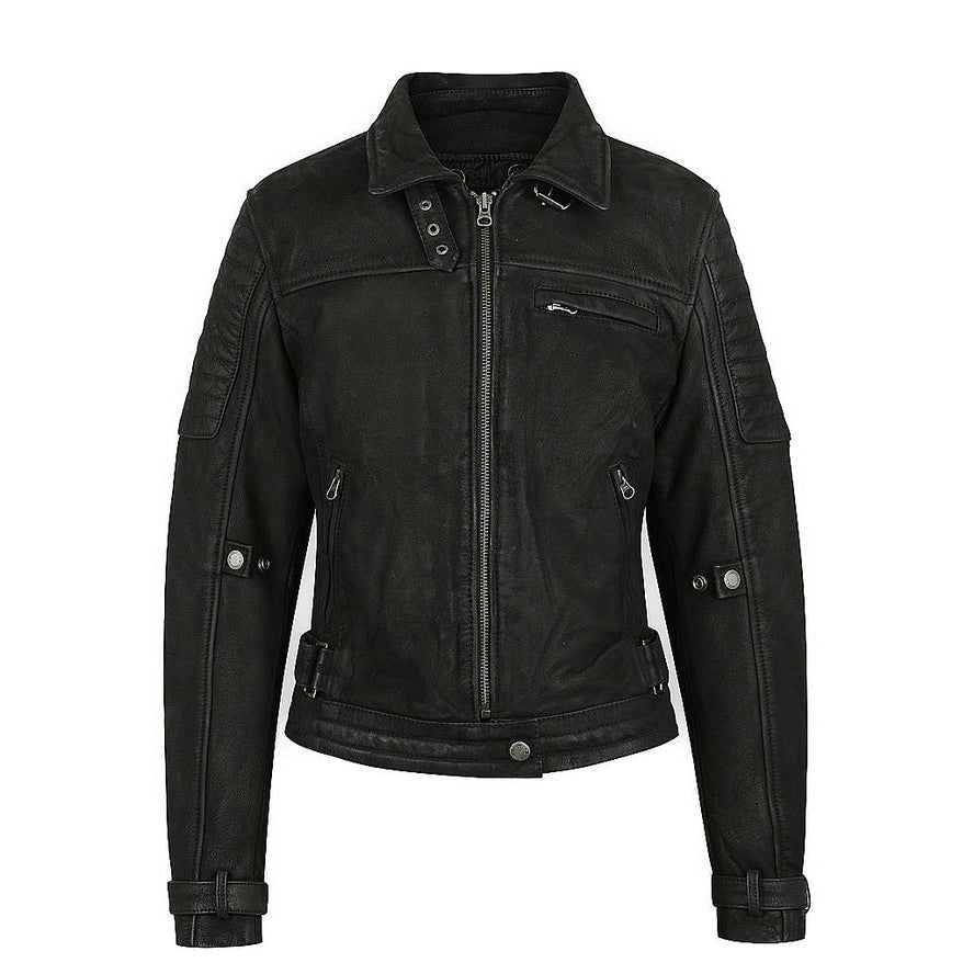 Black Arrow Night Hawk Ladies Leather Jacket Black