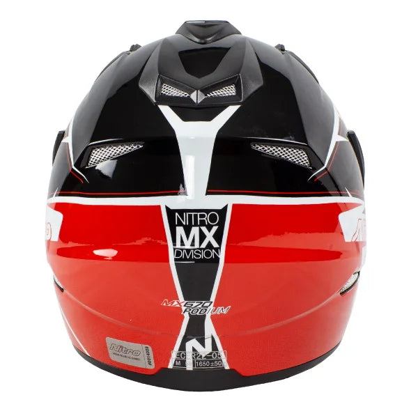 Nitro MX670 DVS Podium Pinlock Ready Adventure Helmet White / Black / Red - FREE UK Shipping, FREE 365 Day Returns | Moto Central