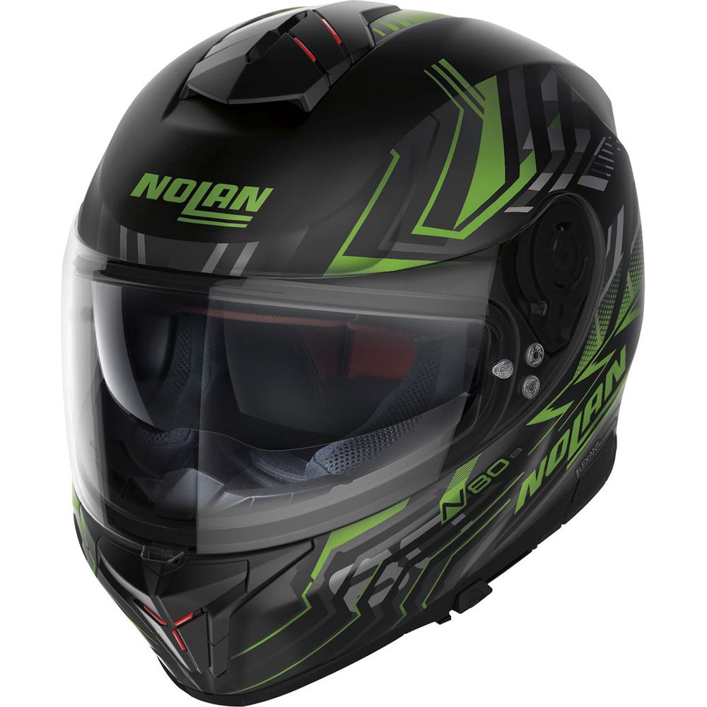 Nolan N80-8 Turbolence N-Com Full Face Helmet Flat Black / Green