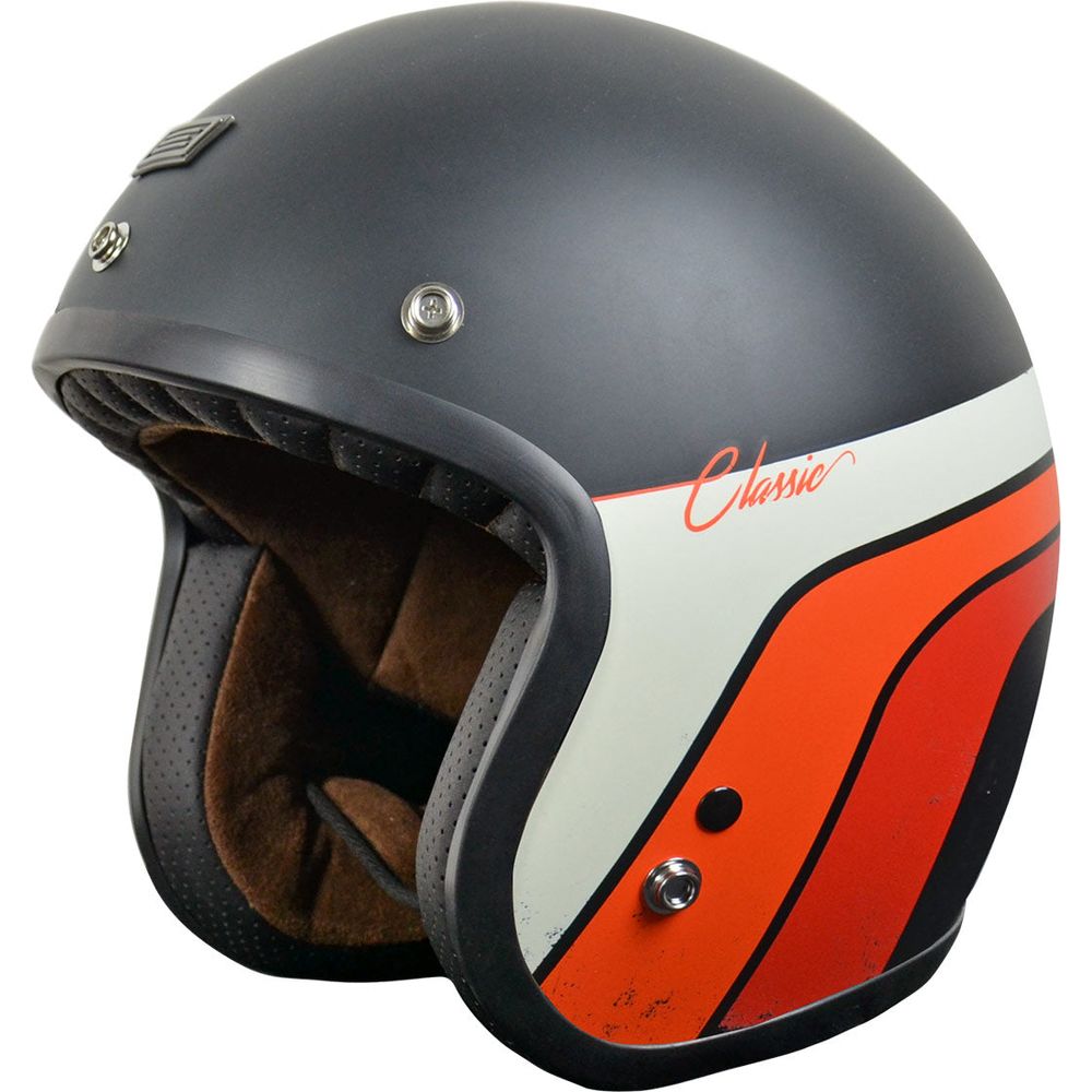 Origine Primo ECE 22.05 Open Face Helmet Classic Matt Black / Stripes