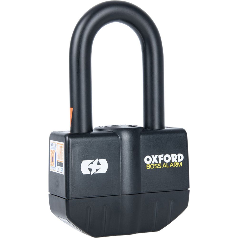 Oxford Boss Alarm Padlock / Disc Lock Black - 16mm