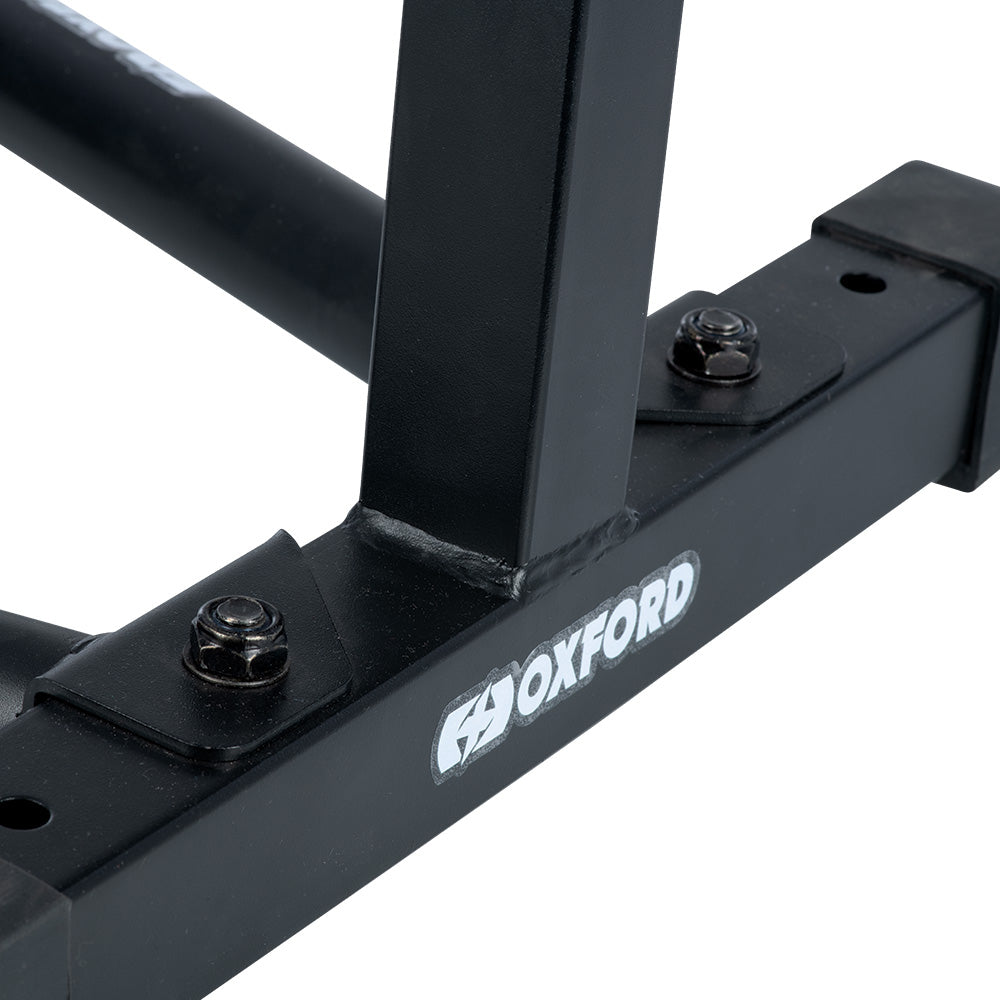 Oxford Bike Dock Front Wheel Stand Black - FREE UK Shipping, FREE 365 Day Returns | Moto Central