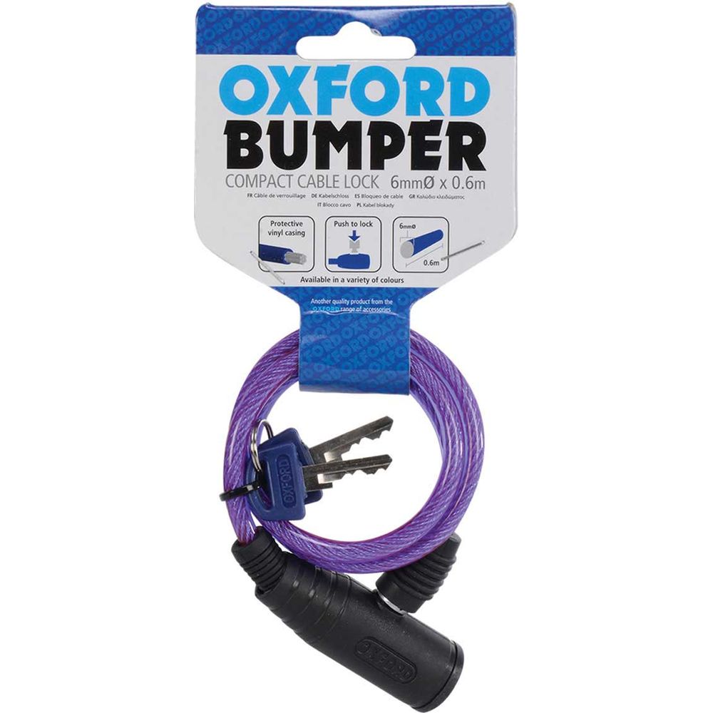 Oxford Bumper Cable Lock Purple - 600 mm x 6 mm