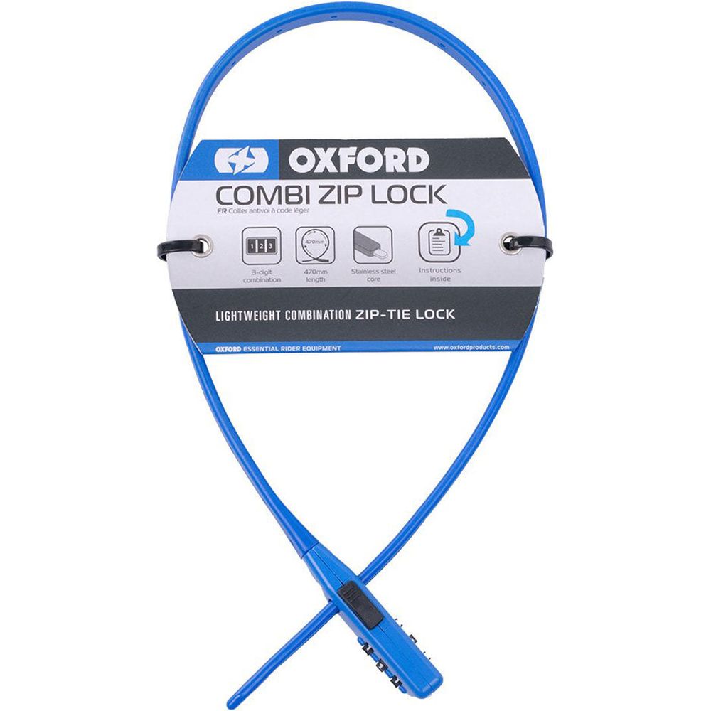 Oxford Combi Zip-Tie Cable Lock Blue - 470mm