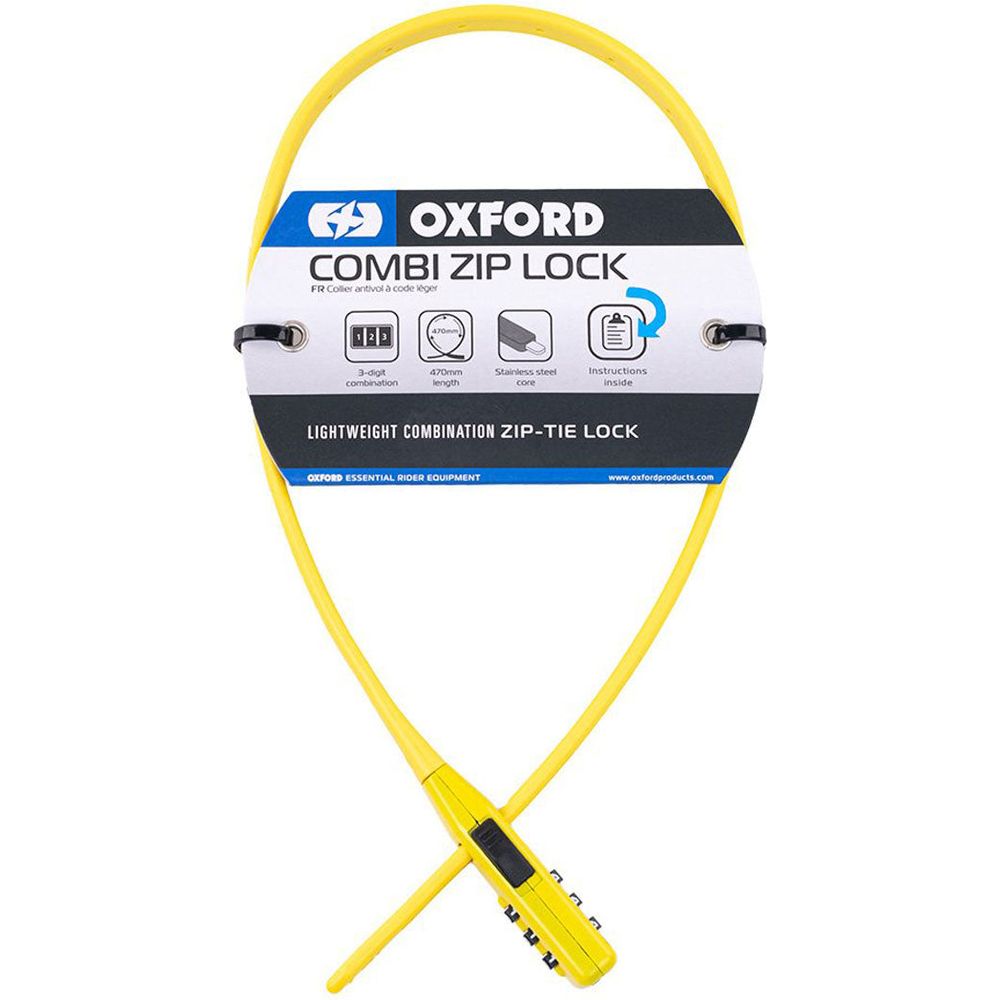 Oxford Combi Zip-Tie Cable Lock Yellow - 470mm - FREE UK Shipping, FREE 365 Day Returns | Moto Central