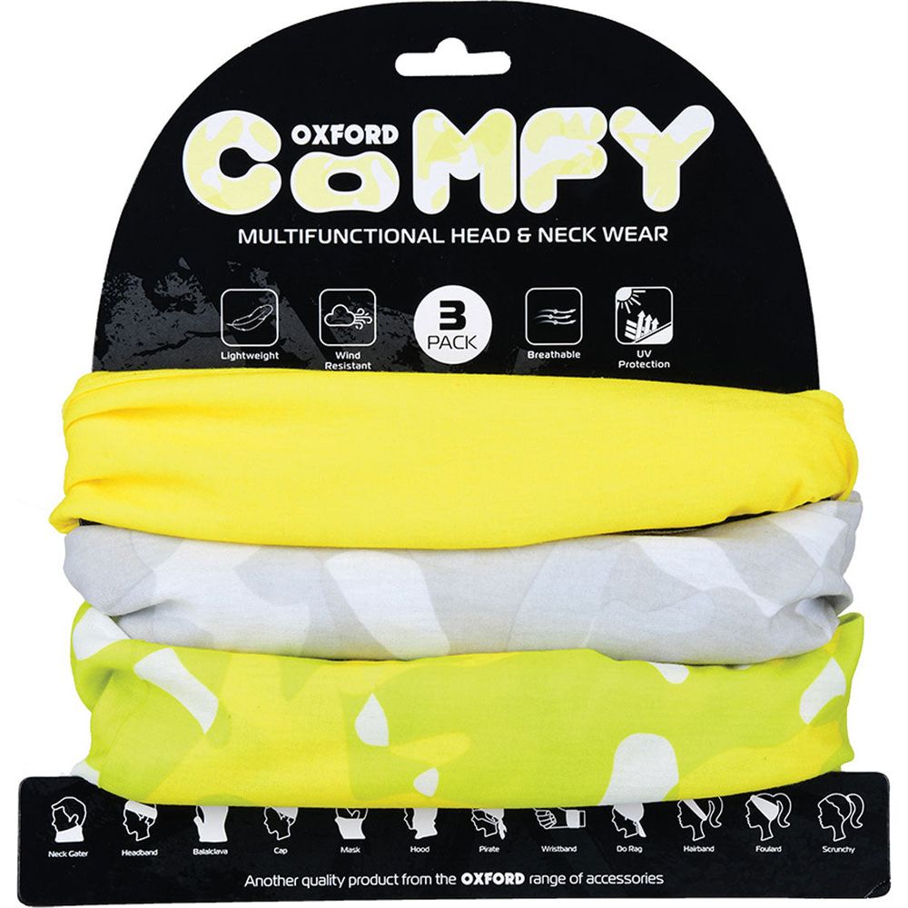 Oxford Comfy Multifunctional Head & Neckwear Havoc Fluo Yellow - Pack Of 3