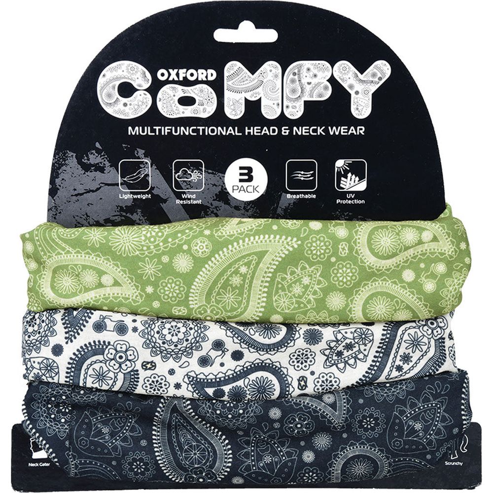 Oxford Comfy Multifunctional Head & Neckwear Paisley - Pack Of 3