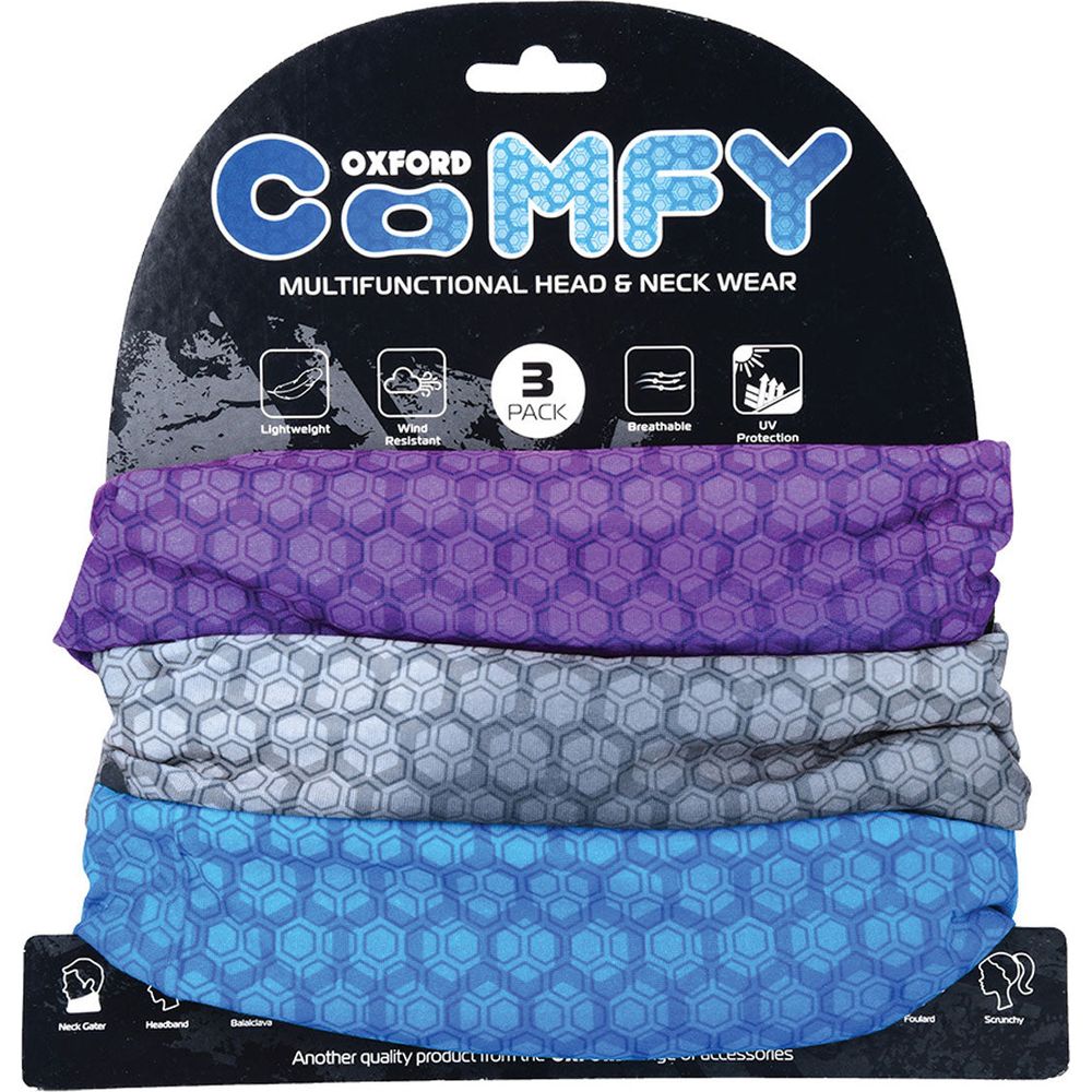 Oxford Comfy Multifunctional Head & Neckwear Prismatic - Pack Of 3