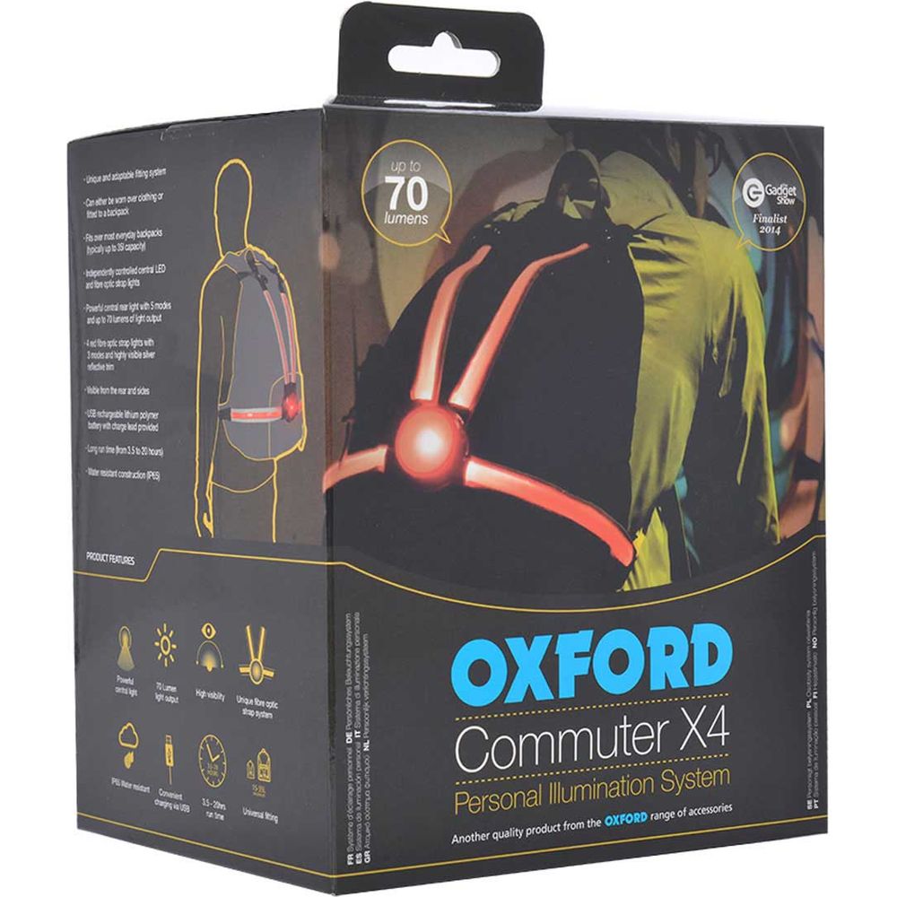 Oxford CommuterX4 Fibre Optic Rear Light Red / Black