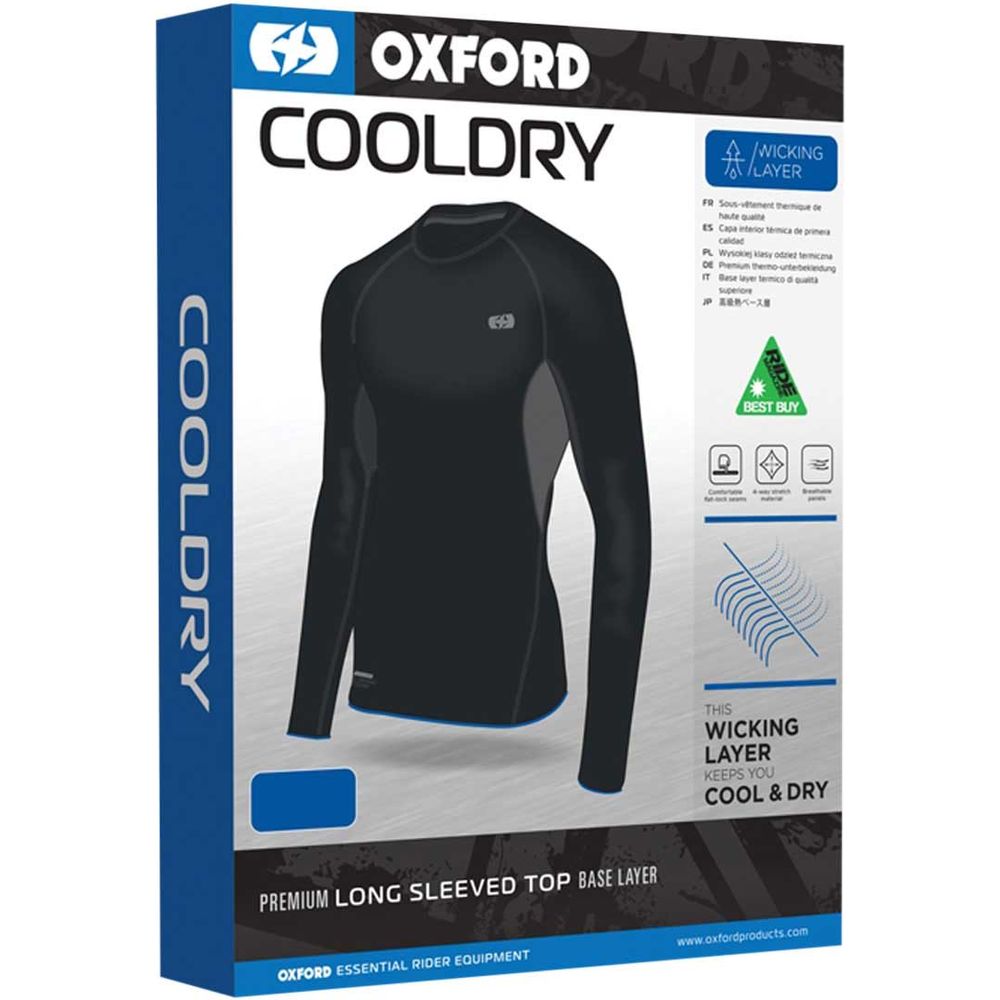 Oxford Cool Dry Wicking Base Layer Top Black - FREE UK Shipping, FREE 365 Day Returns | Moto Central