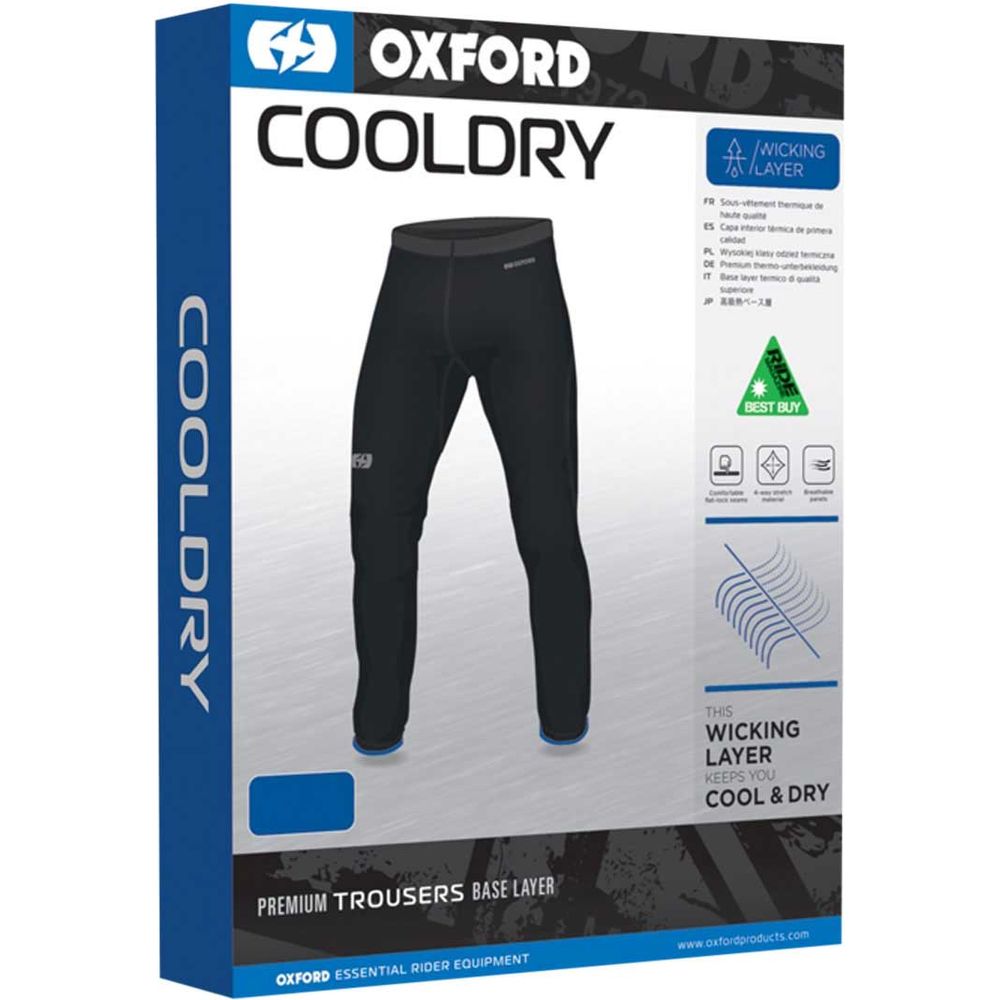 Oxford Cool Dry Wicking Base Layer Trouser Black - FREE UK Shipping, FREE 365 Day Returns | Moto Central