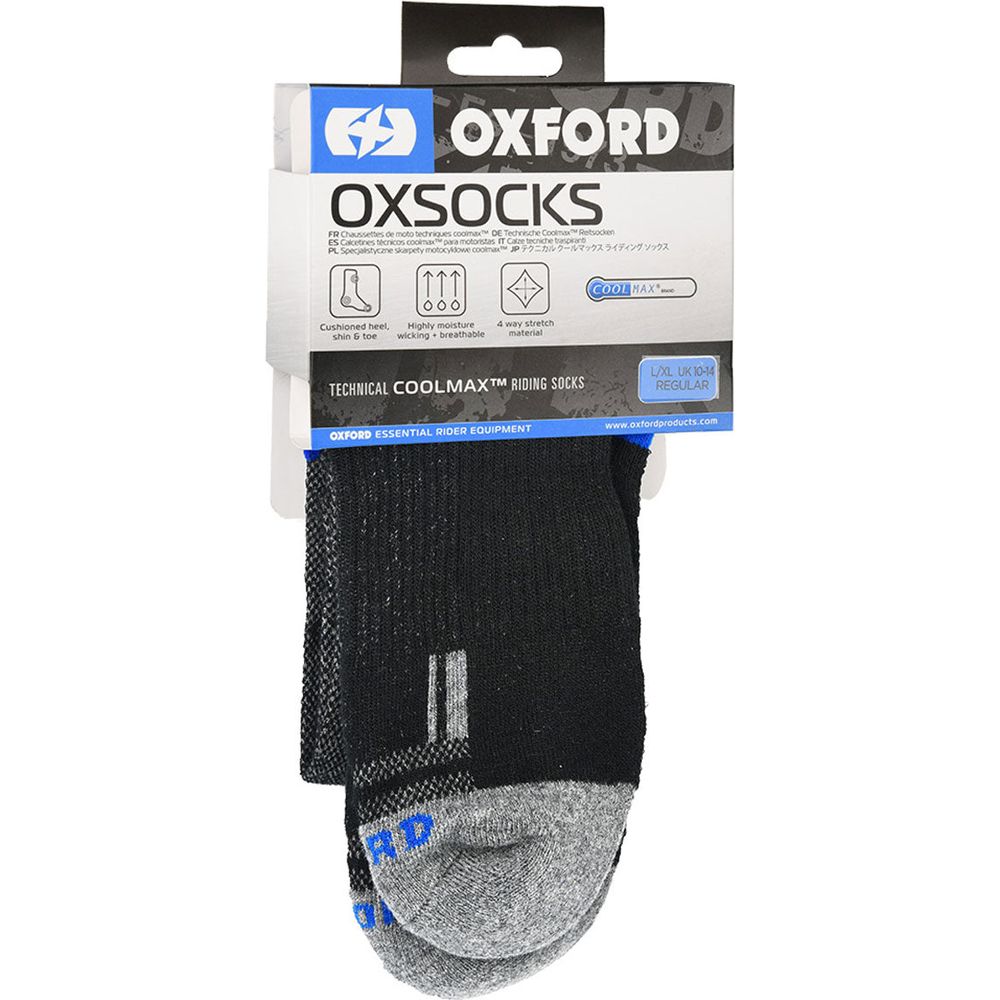 Oxford Coolmax Oxsocks Black  - FREE UK Shipping, FREE 365 Day Returns | Moto Central