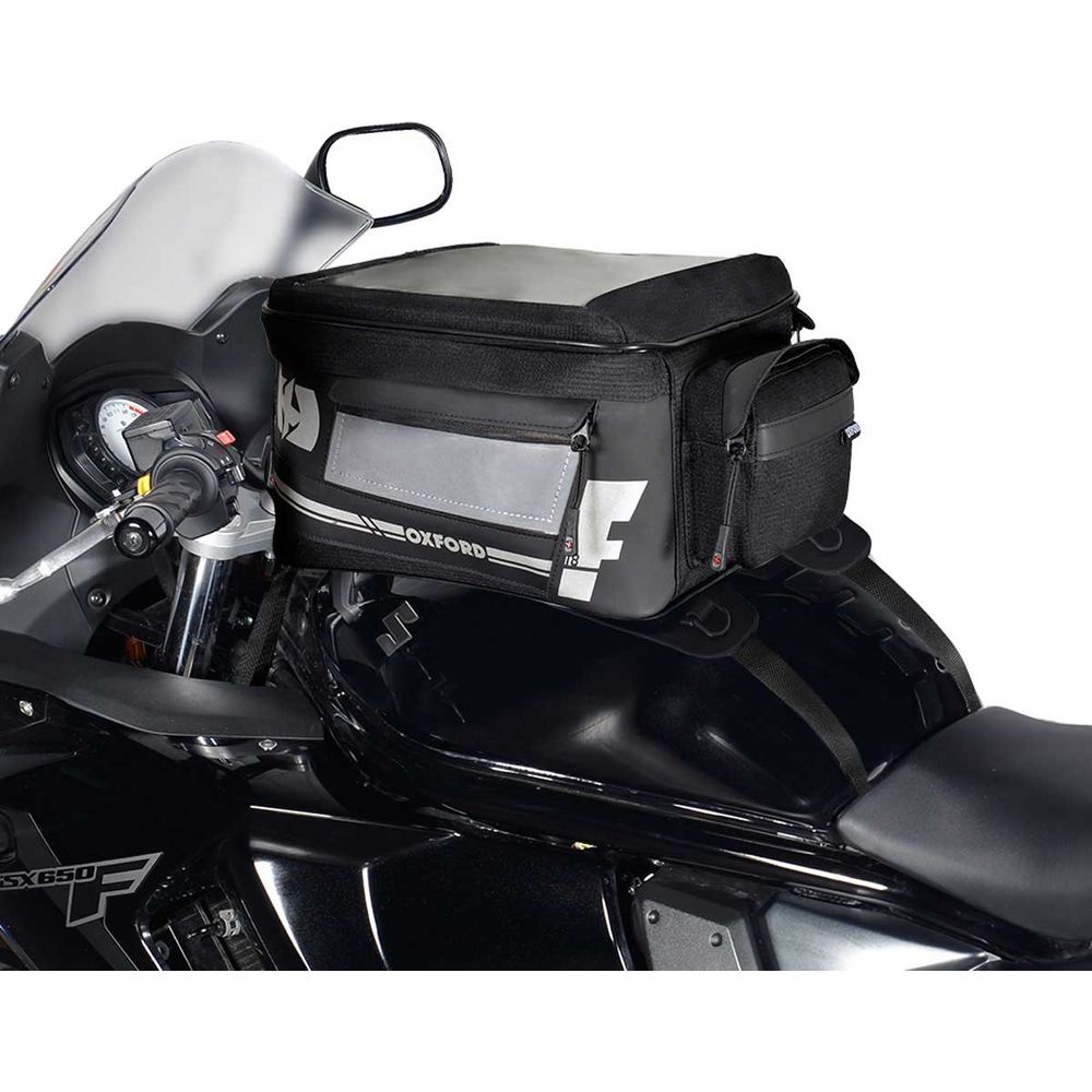 Oxford F1 Strap On Magnetic Small Tank Bag Black / Grey - 18 Litres