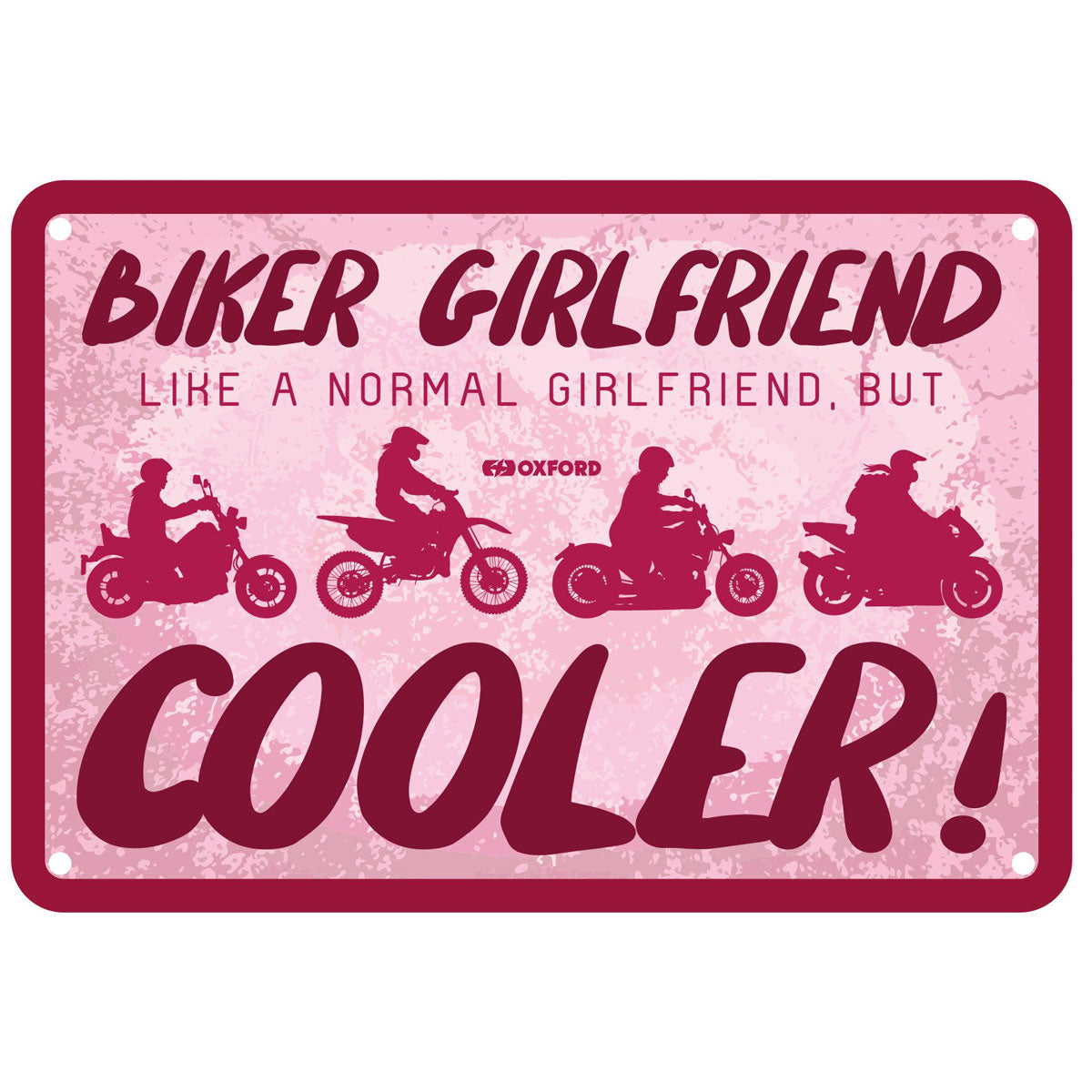 Oxford Biker Girlfriend Garage Metal Sign - 30cm x 20cm x 0.25mm - FREE UK Shipping, FREE 365 Day Returns | Moto Central