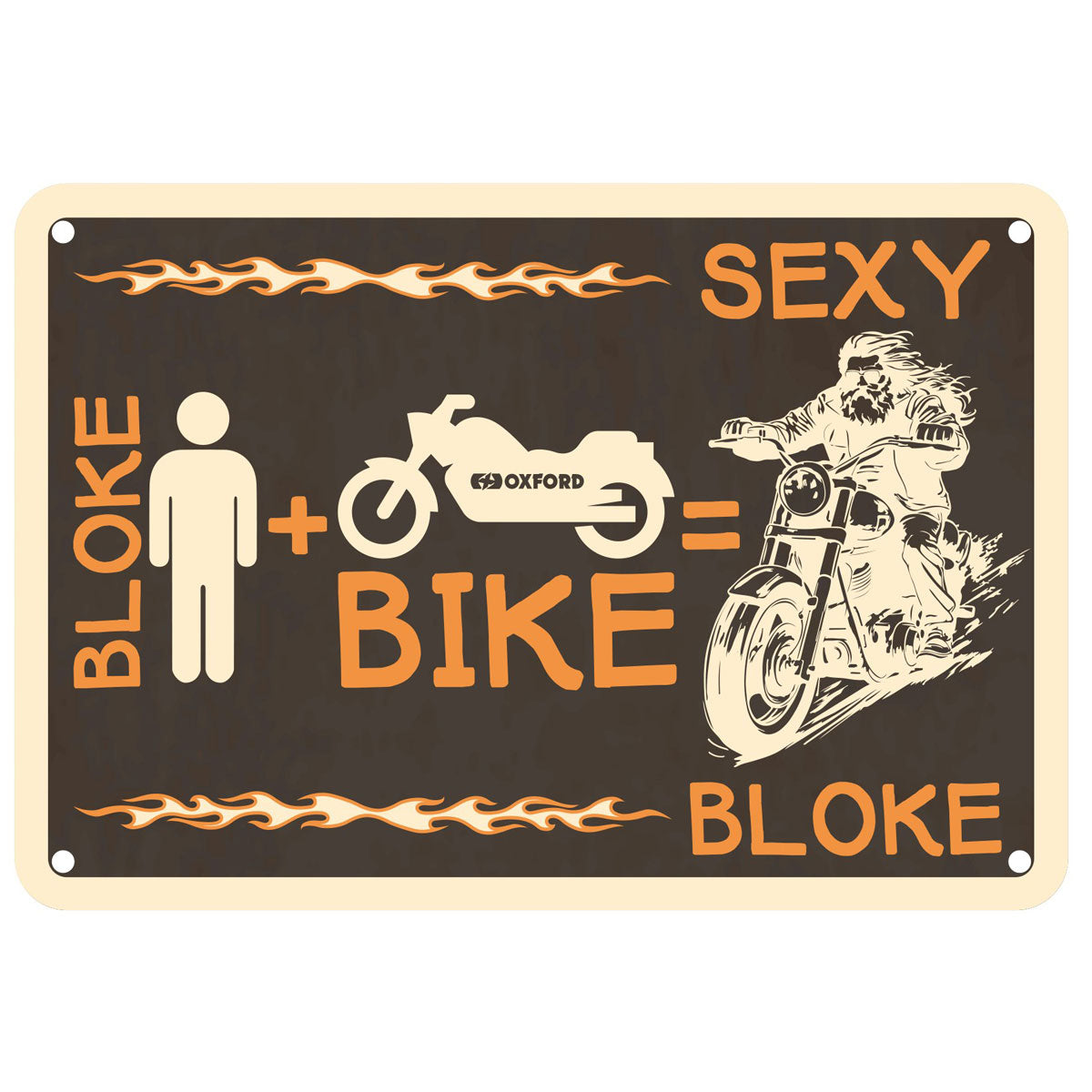 Oxford Bloke Bike Sexy Bloke Garage Metal Sign - 30cm x 20cm x 0.25mm - FREE UK Shipping, FREE 365 Day Returns | Moto Central