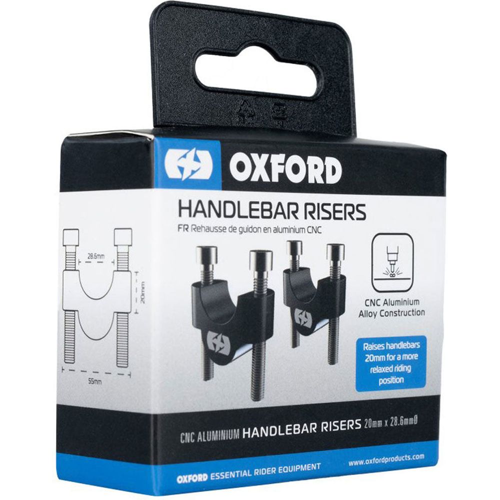 Oxford CNC Aluminium Handlebar Risers Black - 20 x 28.6mm