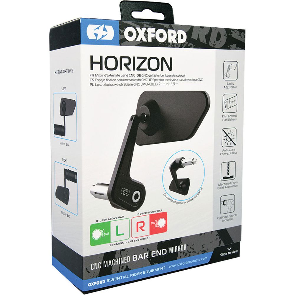 Oxford Horizon Bar End Left Mirror Black - FREE UK Shipping, FREE 365 Day Returns | Moto Central