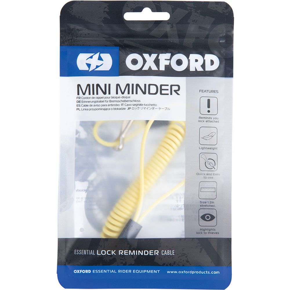 Oxford Mini Minder Disc Lock Reminder Cable Yellow - FREE UK Shipping, FREE 365 Day Returns | Moto Central