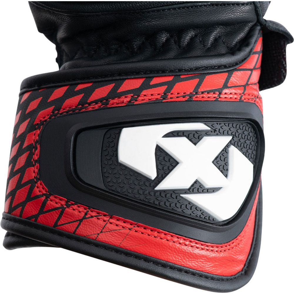 Oxford Nexus Leather Gloves Black / White / Red - FREE UK Shipping, FREE 365 Day Returns | Moto Central