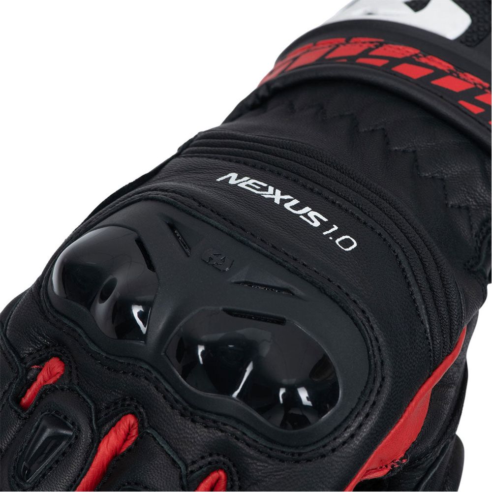 Oxford Nexus Leather Gloves Black / White / Red - FREE UK Shipping, FREE 365 Day Returns | Moto Central