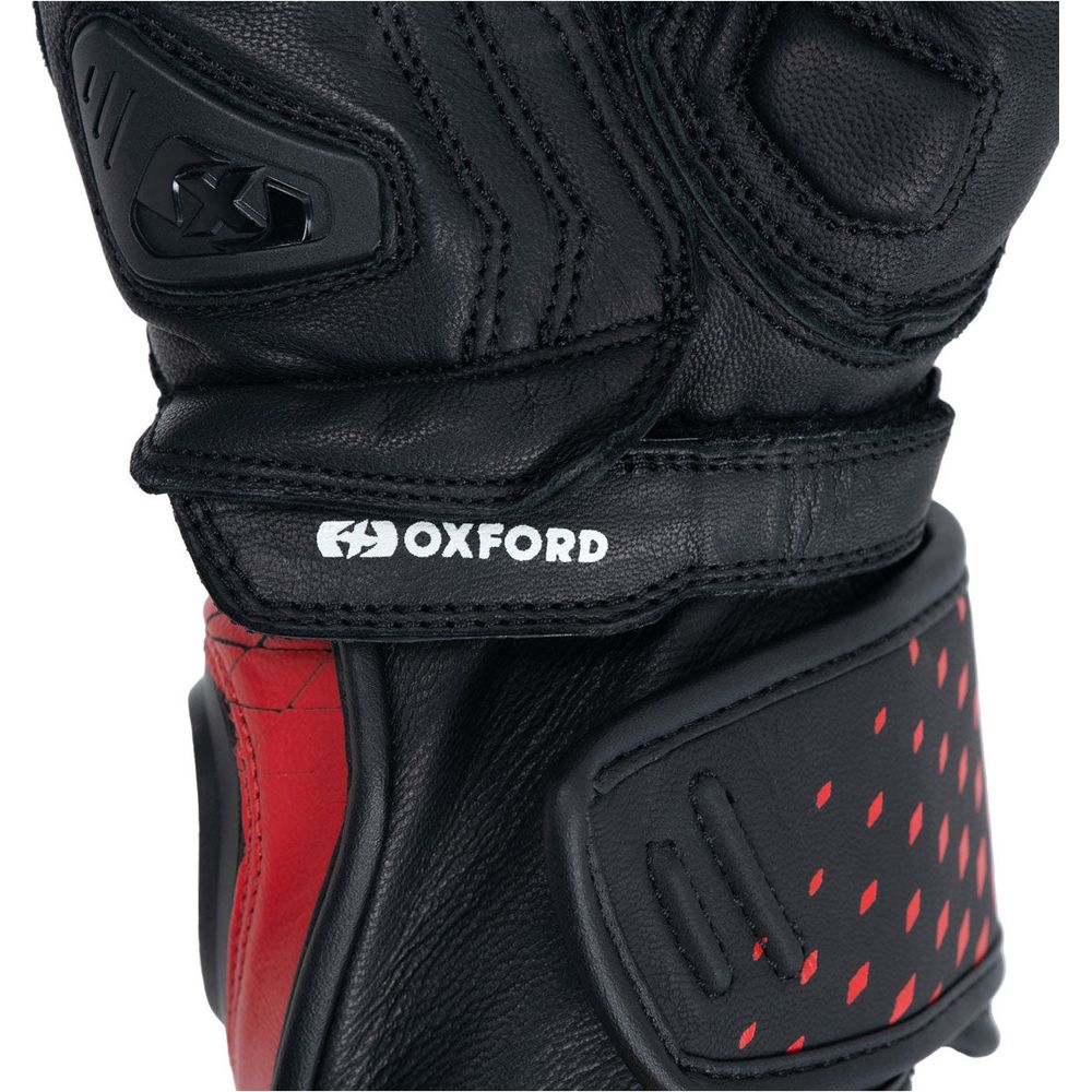 Oxford Nexus Leather Gloves Black / White / Red - FREE UK Shipping, FREE 365 Day Returns | Moto Central