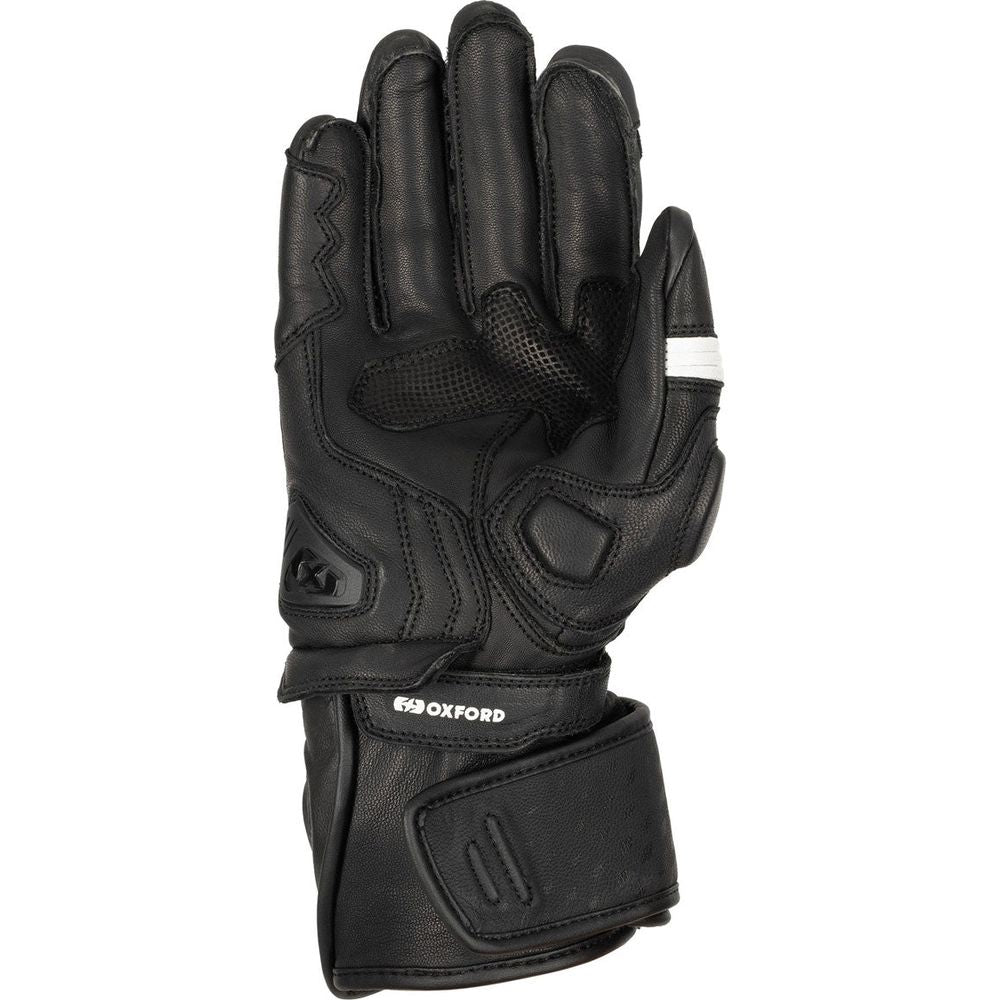 Oxford Nexus Leather Gloves Black / White - FREE UK Shipping, FREE 365 Day Returns | Moto Central