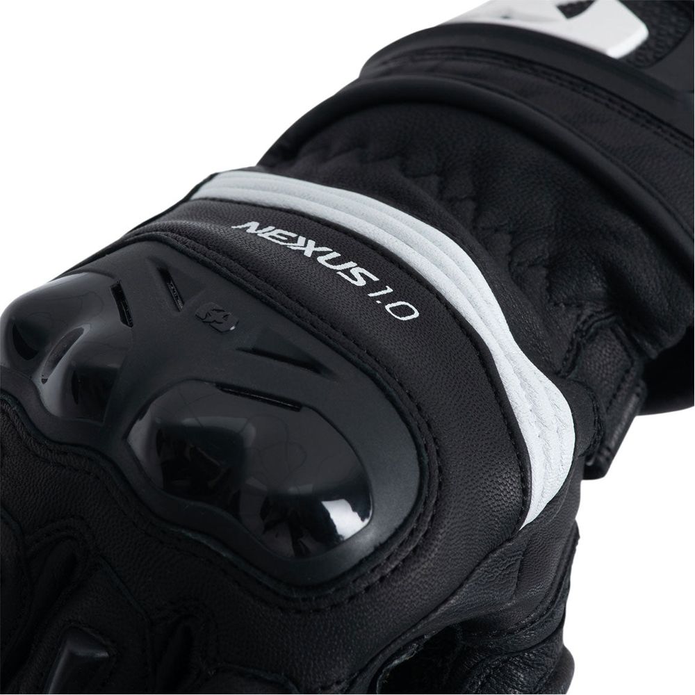 Oxford Nexus Leather Gloves Black / White - FREE UK Shipping, FREE 365 Day Returns | Moto Central