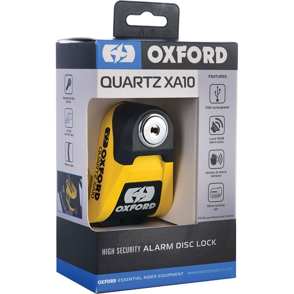 Oxford Quartz XA10 Alarm Disc Lock Yellow / Black