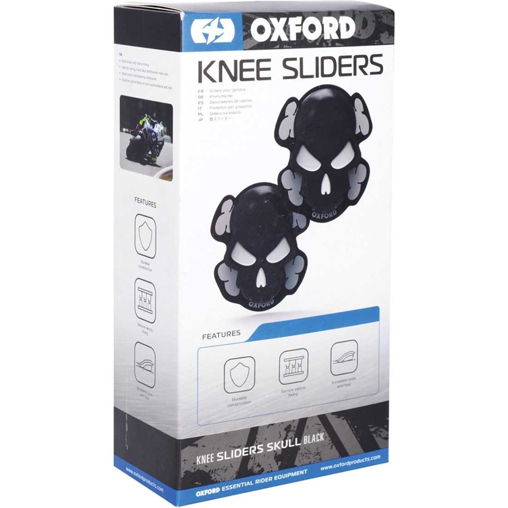 Oxford Skull Knee Sliders Black - FREE UK Shipping, FREE 365 Day Returns | Moto Central