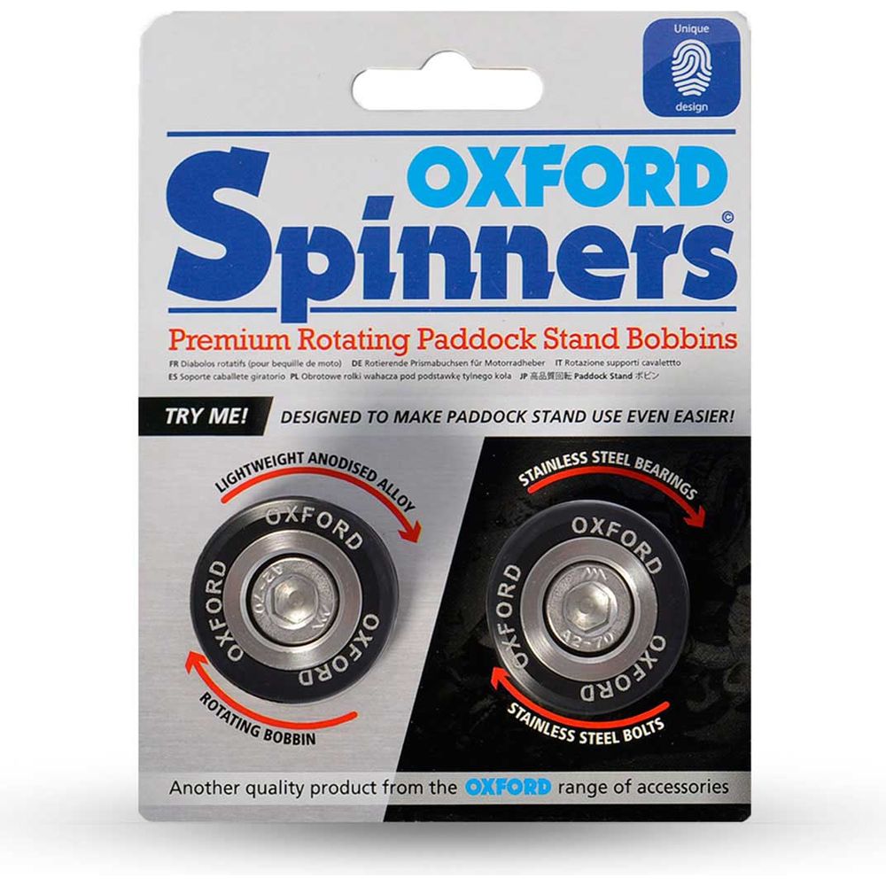 Oxford M12 Premium Spinners Black - 1.25mm Thread - FREE UK Shipping, FREE 365 Day Returns | Moto Central