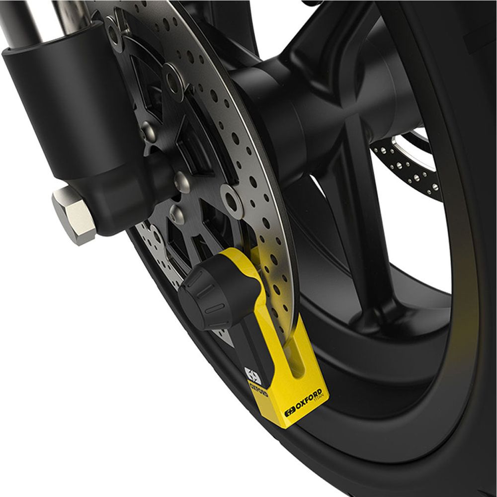 Oxford Titan Disc Lock Yellow / Black With 10mm Pin Including Pouch - FREE UK Shipping, FREE 365 Day Returns | Moto Central