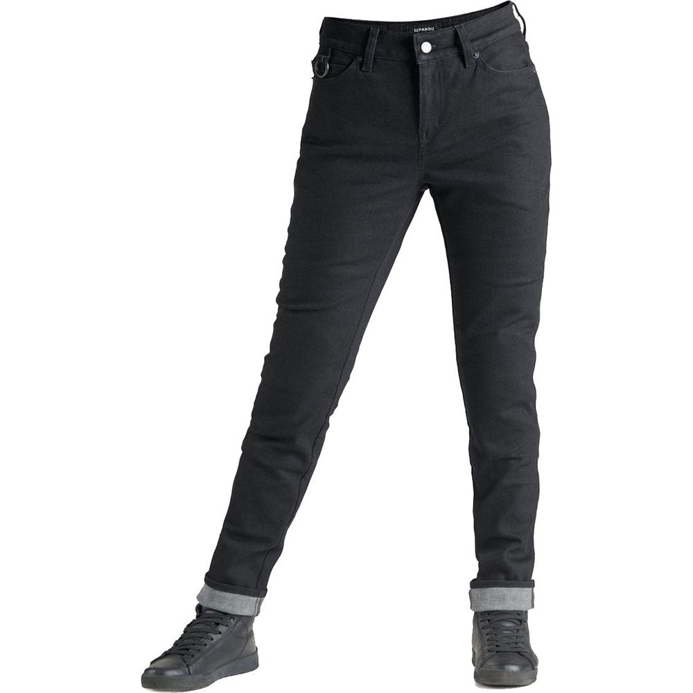 Pando Moto Kissaki Arm 01 Ladies Skinny Fit Denim Jeans Black