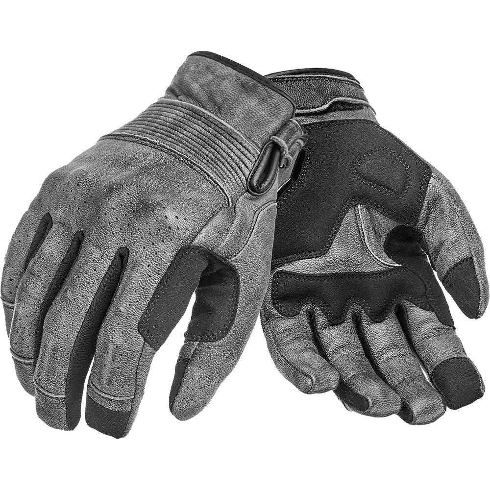 Pando Moto Onyx Summer Leather Gloves Grey - FREE UK Shipping, FREE 365 Day Returns | Moto Central