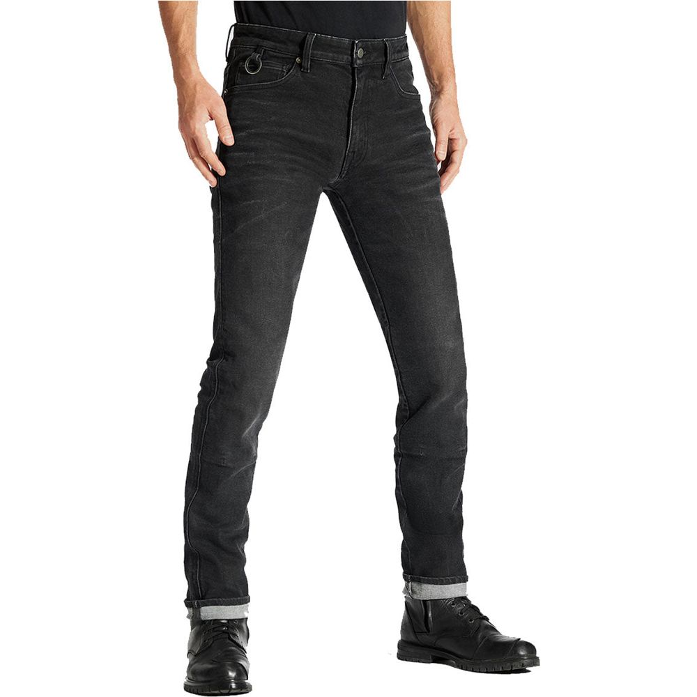 Pando Moto Robby Arm 01 Armalith Slim Fit Denim Jeans Black