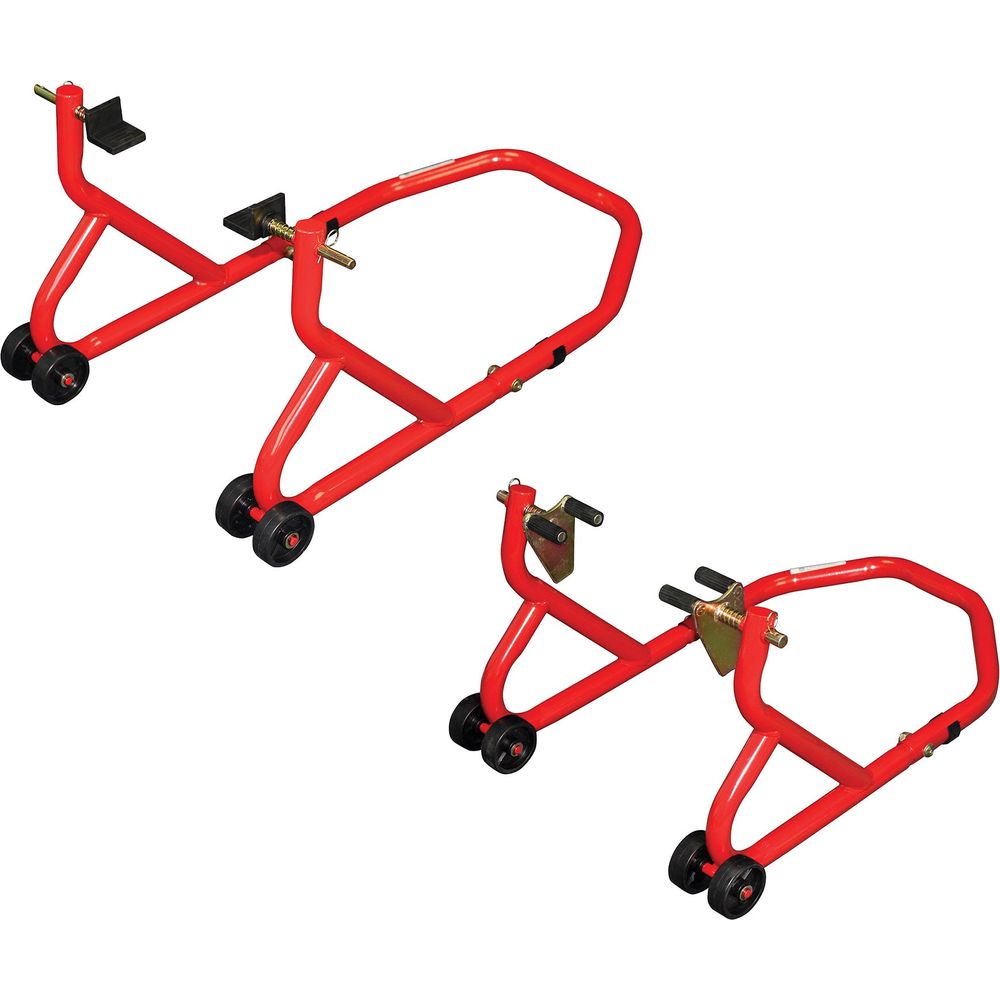 BikeTek Series 3 Front And Rear Track Paddock Stand Set Red