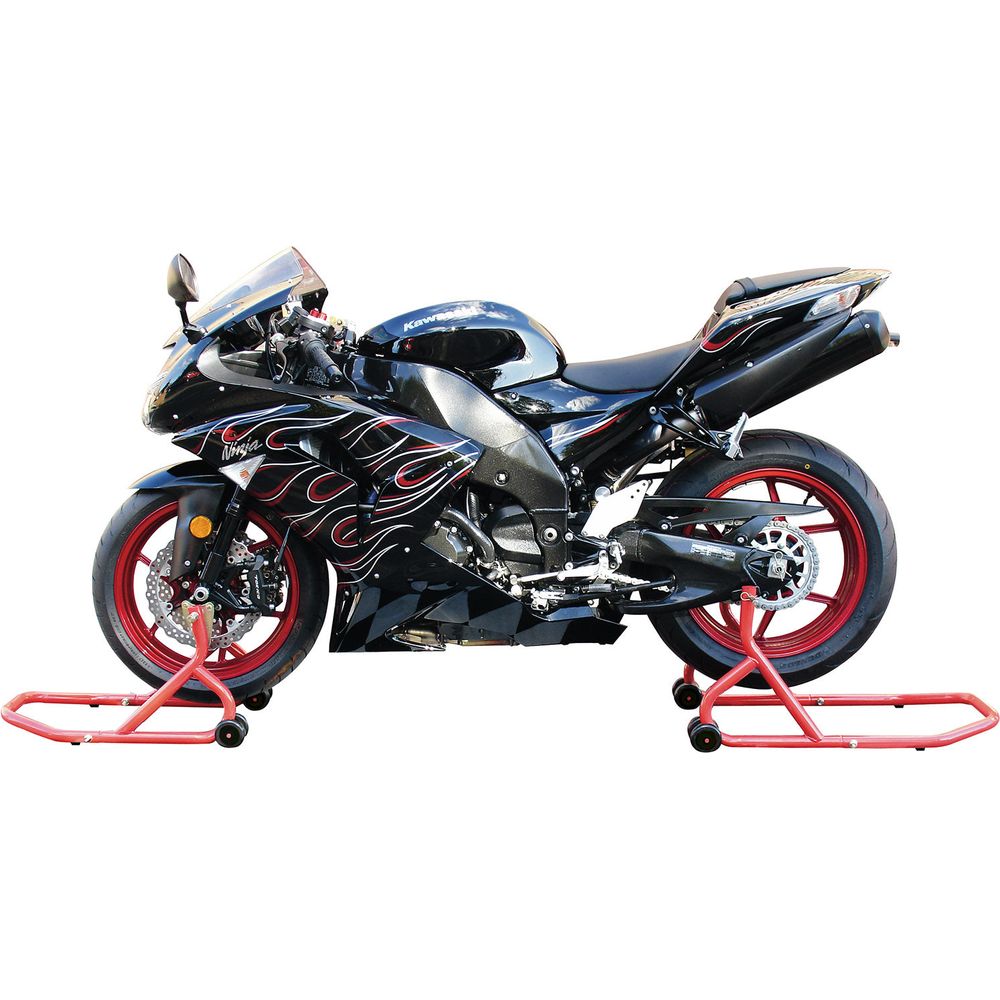 BikeTek Series 3 Front And Rear Track Paddock Stand Set Red - FREE UK Shipping, FREE 365 Day Returns | Moto Central