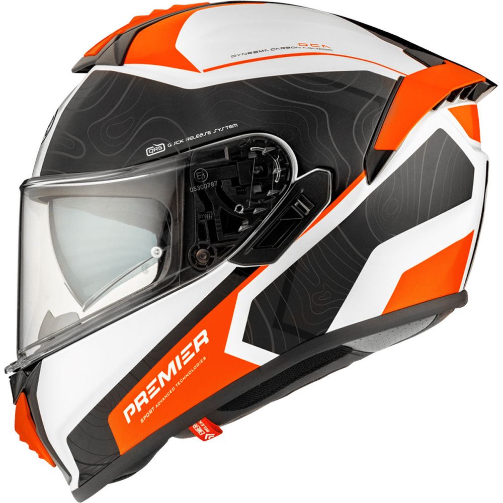 Premier Evoluzione DK 93 Full Face Helmet White / Orange  - FREE UK Shipping, FREE 365 Day Returns | Moto Central