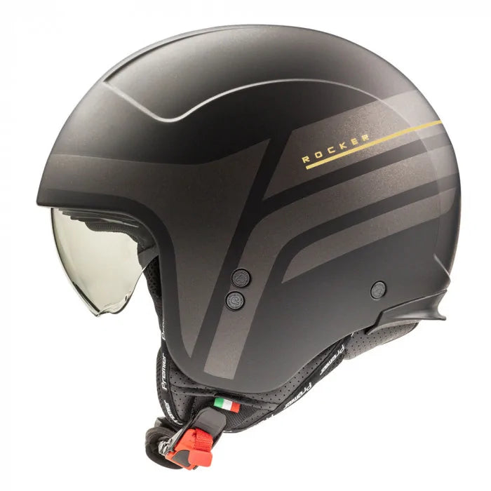 Premier Rocker ON 19 Open Face Helmet Black / Gunmetal  - FREE UK Shipping, FREE 365 Day Returns | Moto Central