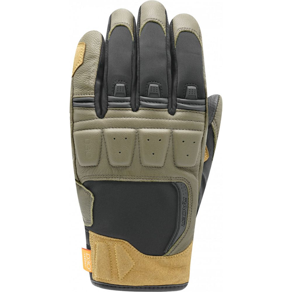 Racer (France) Ronin Winter Leather / Softshell Gloves Black / Sand / Green