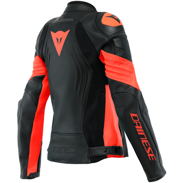 Dainese Racing 4 Ladies Leather Jacket Black / Fluo Red