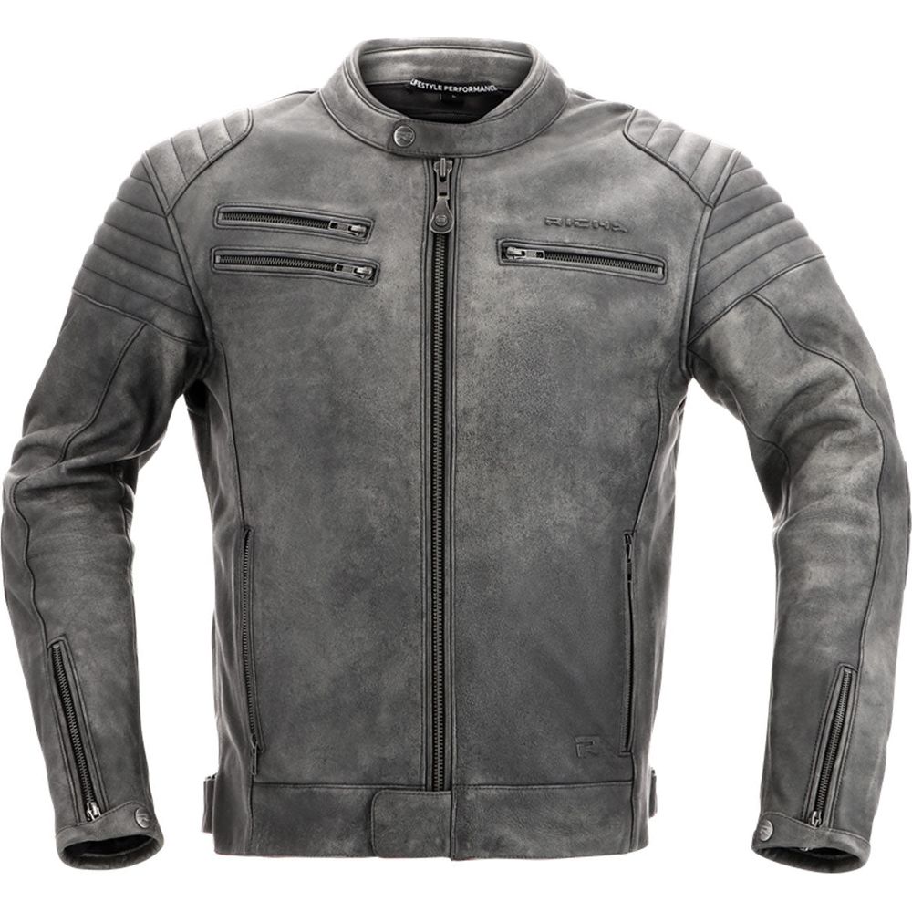 Richa Charleston Leather Jacket Titanium - FREE UK Shipping, FREE 365 Day Returns | Moto Central